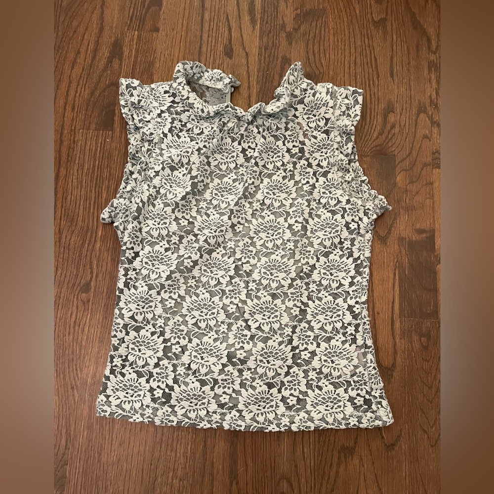 Anthropologie Dolan Ruffled Lace Tank Mint Green - Picture 3 of 3